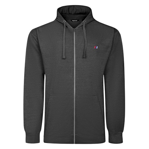 Bigdude Super Lightweight Full Zip Hoody With Logo Charcoal Marl